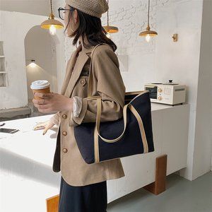 Black canvas shoulder bag size 42x29x15